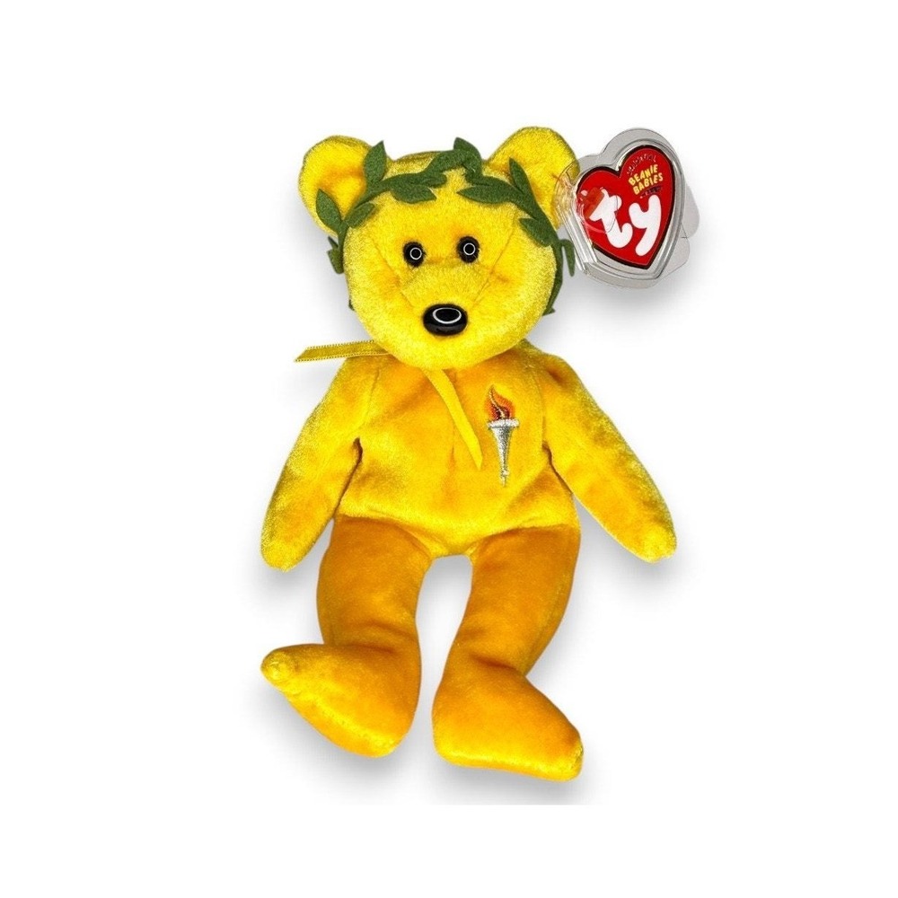 Victory the Bear Ty Beanie Baby | Golden Champion | Mint Heart Tag